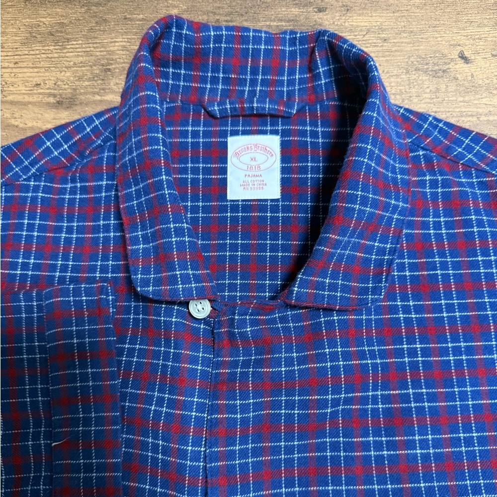Brooks Brothers Men’s XL All Cotton Blue/Red Plaid Pajama Shirt